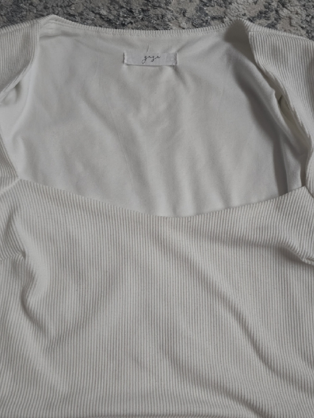 White Ribbed Square-Neck Crop Top - Picture 3 of 6